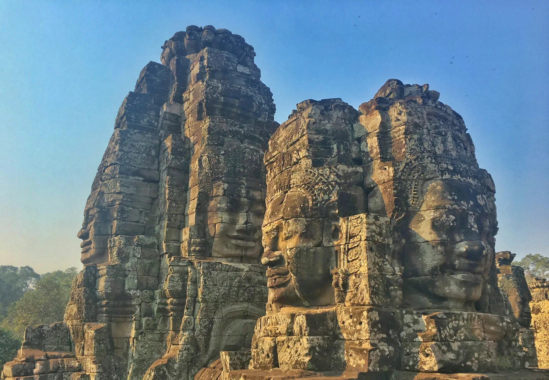 The carved stone faces of Bayon at Angkor Thom